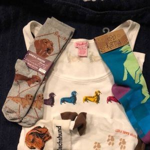 Dachshund package:  3pair is socks and tank top